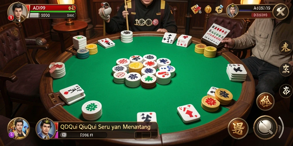 Tampilan gameplay seru ADI99 dengan momen menegangkan di QiuQiu.