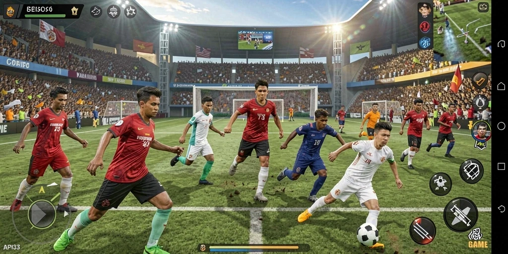 Screenshot API33 menampilkan aksi seru gameplay olahraga.