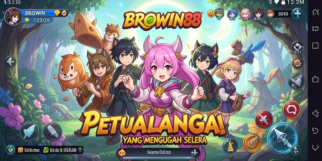 Screenshot BROWIN88 menampilkan aksi karakter anime yang penuh warna.