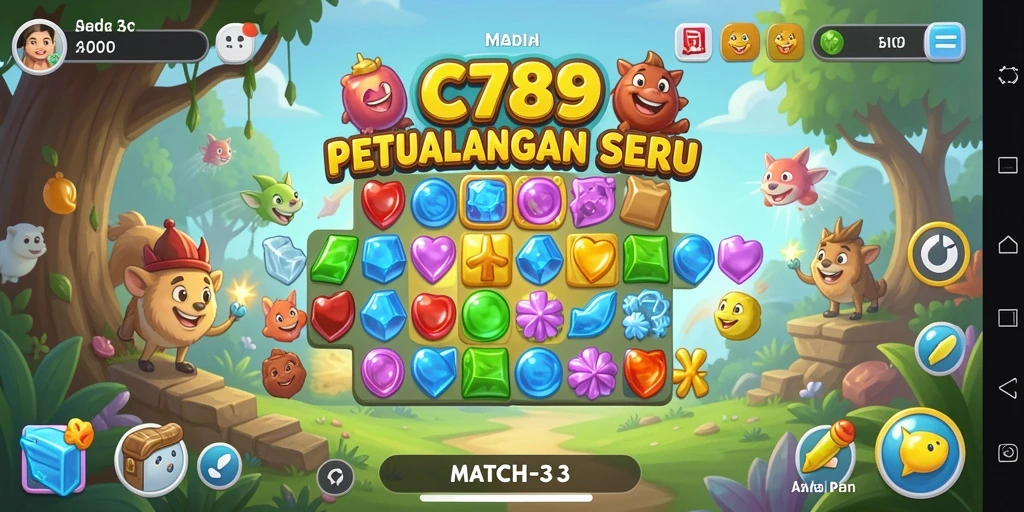 Tangkapan layar C789 menampilkan level penuh warna dari permainan Match-3.