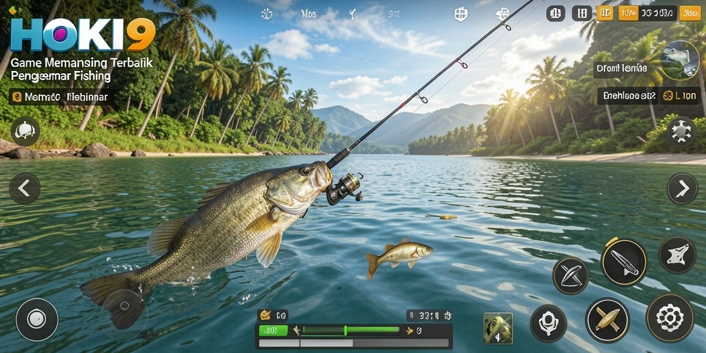 Screenshot HOKI9 menampilkan aksi memancing yang mendebarkan di lautan.
