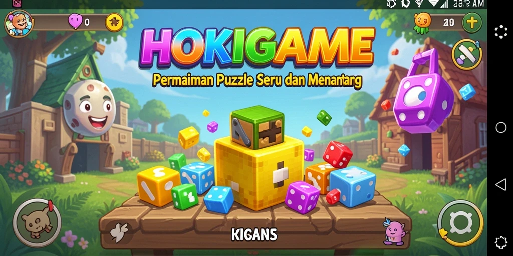 Gameplay seru HOKIGAME menampilkan tantangan puzzle yang menarik.