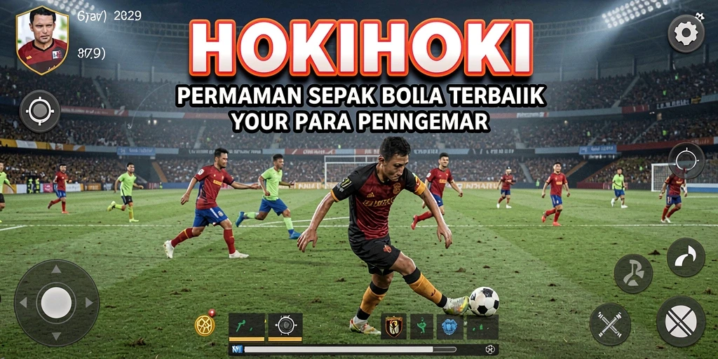 Tampilan gameplay HOKIHOKI dengan aksi sepak bola yang mendebarkan.