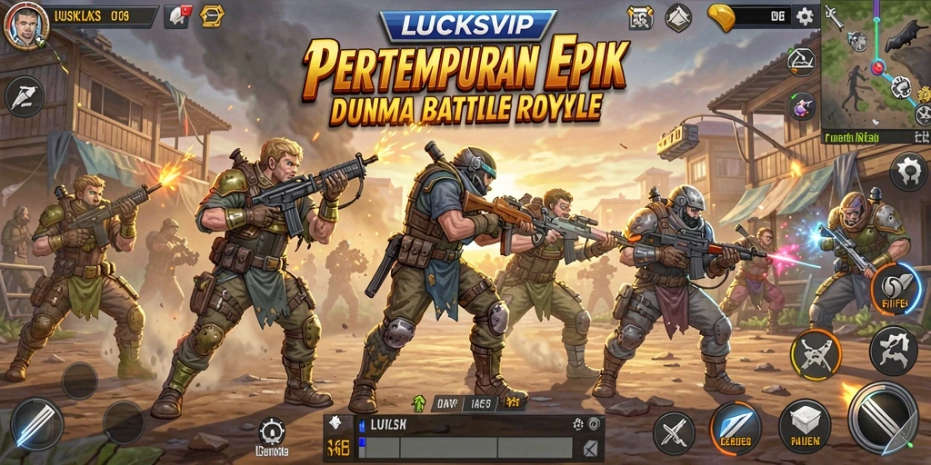 Tampilan seru gameplay di LUCKSVIP dengan pertempuran Battle Royale.