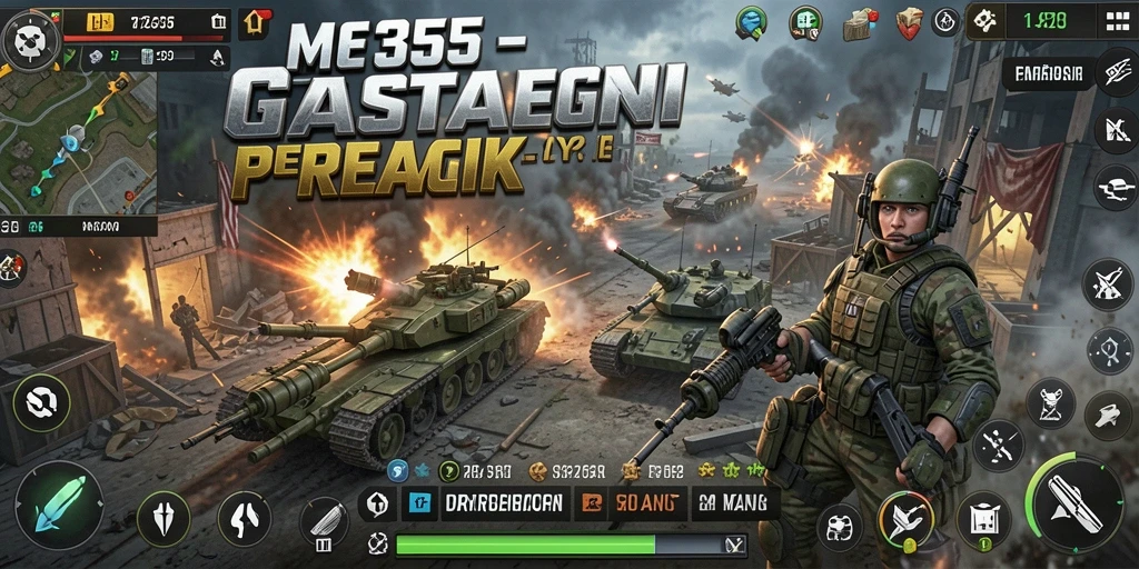 Tangkapan layar utama ME355 menampilkan aksi strategis yang mendebarkan.