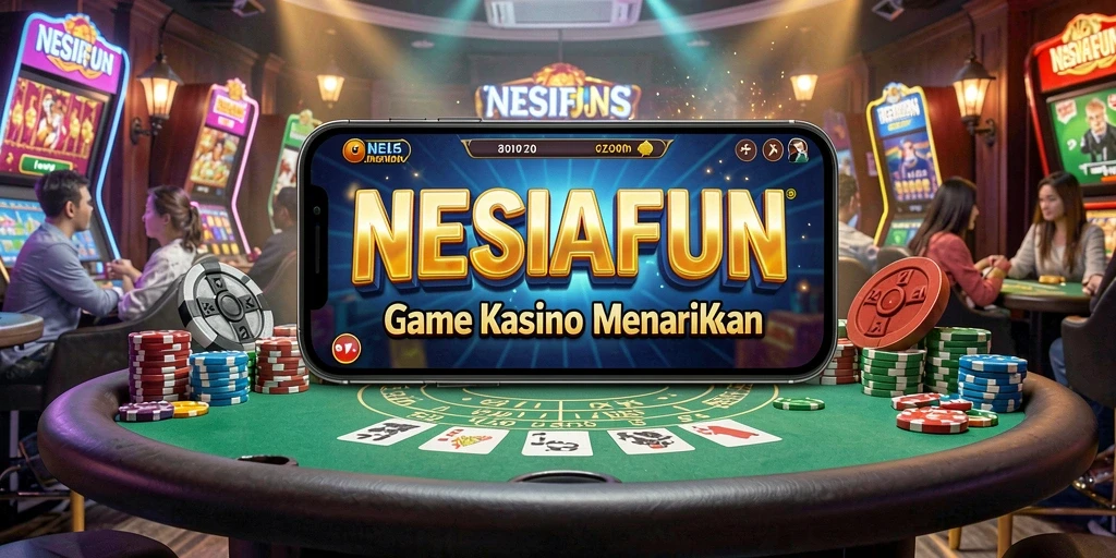 Screenshot utama NESIAFUN menampilkan pengalaman bermain kasino yang mendebarkan.