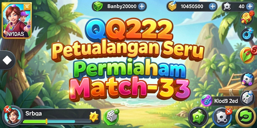 Gambaran gameplay seru dalam QQ222, permainan Match-3 yang menantang.