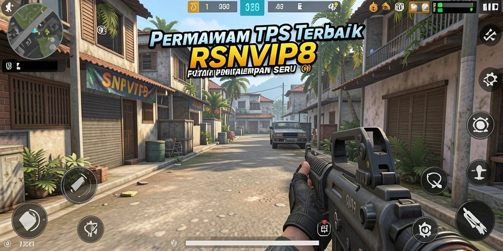 Screenshot gameplay RSNVIP8 yang menunjukkan aksi seru dalam pertempuran TPS.