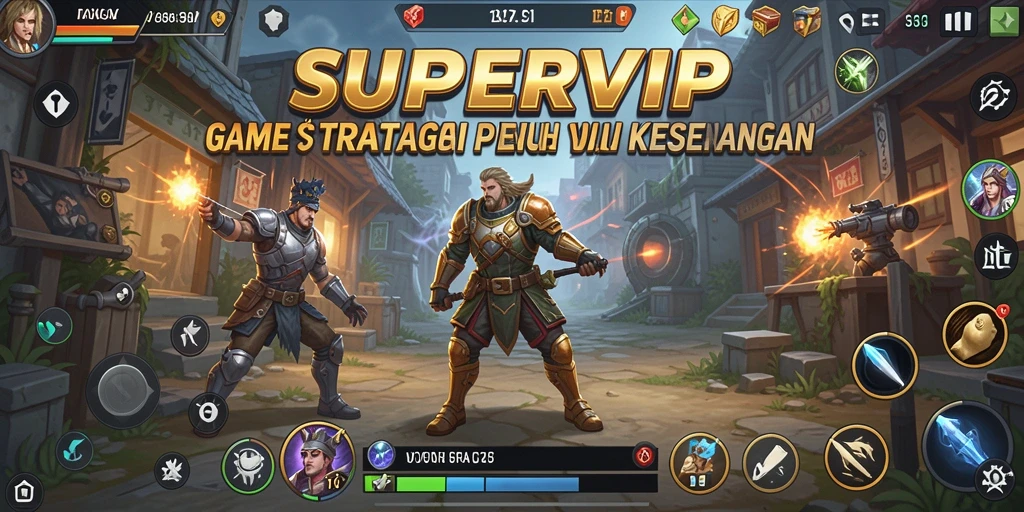 Screenshot gameplay SUPERVIP yang menunjukkan strategi pertempuran yang intens.