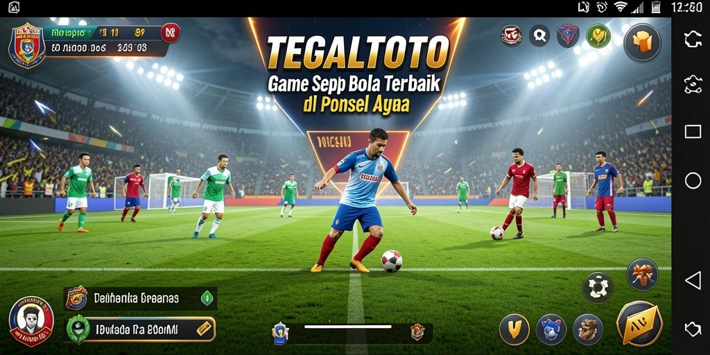 Gameplay TEGALTOTO yang menampilkan aksi sepak bola seru.