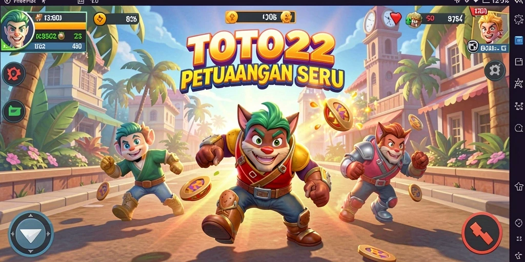 Tampilan gameplay seru dari TOTO22 dengan aksi cepat di arena arcade.
