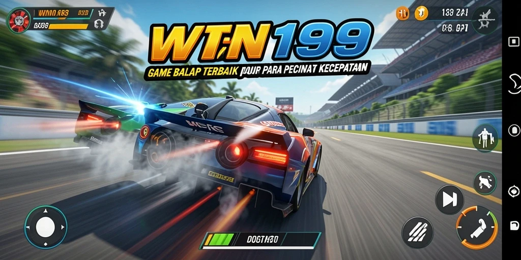 Tampilan gameplay WIN199 menampilkan balapan yang mendebarkan dan kendaraan yang cepat.